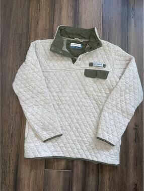 Magellan Outdoors Classic Fit Beige Sz Small Pullover Quilted Snap Neck Warm Top
